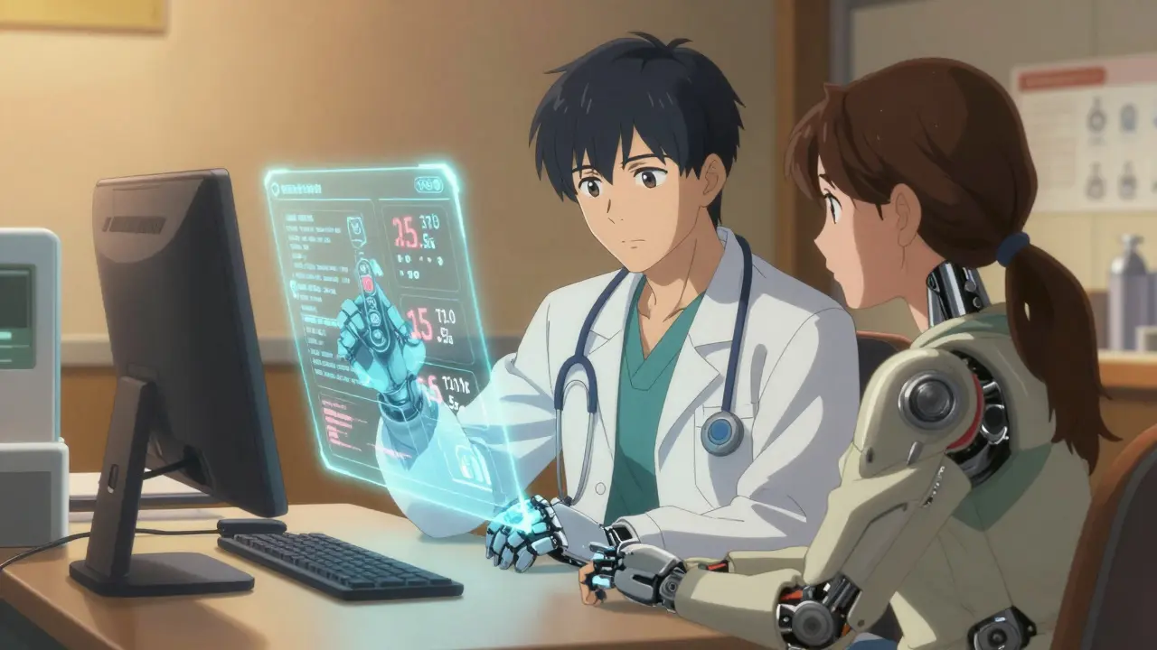 Doctor and patient reviewing medication options together